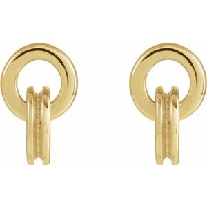 14K Yellow Gold 1 mm Round Drop Earring Mounting – image 2