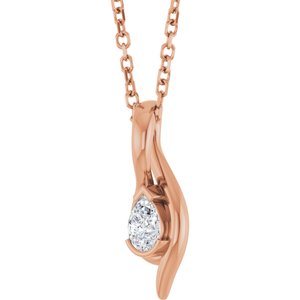 14K Rose Gold 1/6 CT Lab-Grown Diamond Freeform 18" Necklace