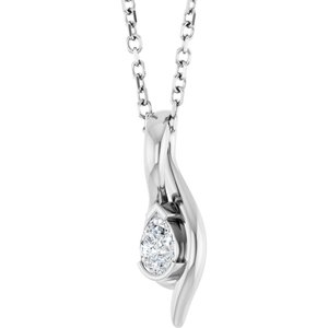 14K White Gold 1/6 CT Lab-Grown Diamond Freeform 18" Necklace