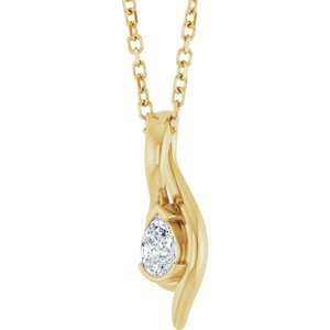 14K Yellow Gold 1/6 CT Lab-Grown Diamond Freeform 18" Necklace