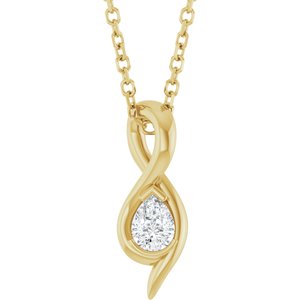 14K Yellow Gold 1/6 CT Lab-Grown Diamond Freeform 18" Necklace