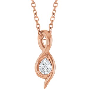 14K Rose Gold 1/6 CT Lab-Grown Diamond Freeform 18" Necklace