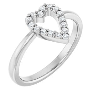 Sterling Silver 1/8 CTW Natural Diamond Heart Ring