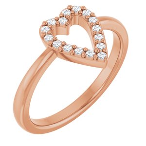 14K Rose Gold 1/8 CTW Lab-Grown Diamond Heart Ring