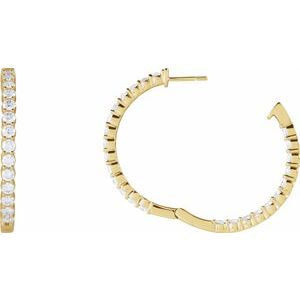14K Yellow Gold Vermeil 4 CTW Lab-Grown Diamond Inside-Outside 36 mm Hoop Earrings – image 3