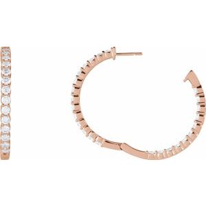 14K Rose Gold 4 CTW Natural Diamond Inside-Outside Hinged 36 mm Hoop Earrings – image 3