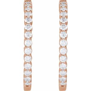 14K Rose 4 CTW Natural Diamond Inside-Outside Hinged 36 mm Hoop Earrings