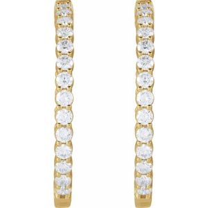 14K Yellow Gold 4 CTW Natural Diamond Inside-Outside Hinged 36 mm Hoop Earrings – image 2
