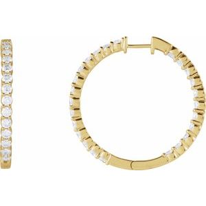 14K Yellow Gold Vermeil 4 CTW Lab-Grown Diamond Inside-Outside 36 mm Hoop Earrings