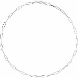 14K White 3.85 mm Paperclip-Style 16" Chain