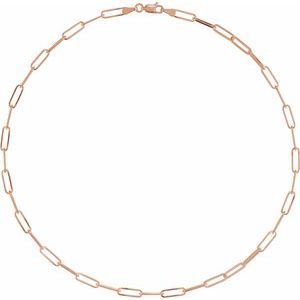 14K Rose 3.85 mm Paperclip-Style 16" Chain