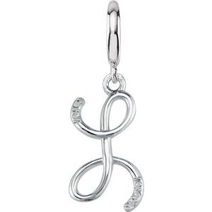Sterling Silver Script Initial L .03 CTW Natural Diamond Charm/Pendant
