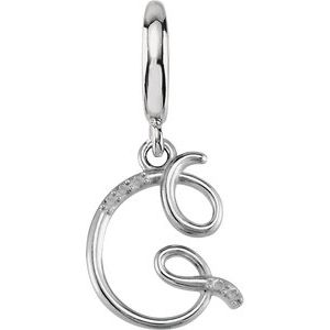 Sterling Silver Accented Script Initial G Charm/Pendant Mounting