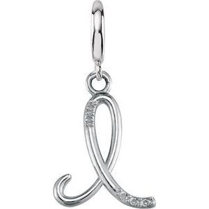 14K White Gold Accented Script Initial I Charm/Pendant Mounting