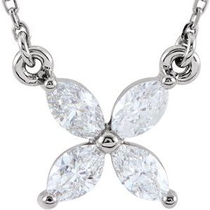 14K White Gold 1/2 CTW Natural Diamond Floral 16" Necklace