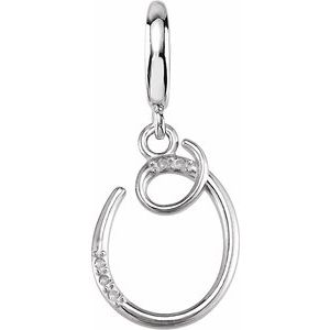 Sterling Silver Script Initial O .03 CTW Natural Diamond Charm/Pendant