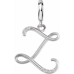 Sterling Silver Accented Script Initial Z Charm/Pendant Mounting