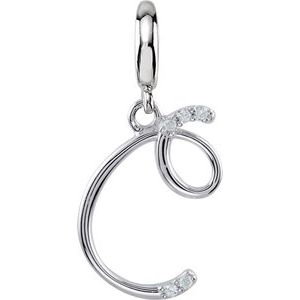 Sterling Silver Accented Script Initial B Charm/Pendant Mounting