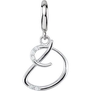 Sterling Silver Accented Script Initial D Charm/Pendant Mounting