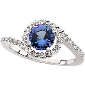 14K White Gold Natural Tanazanite & 1/5 CTW Natural Diamond Ring