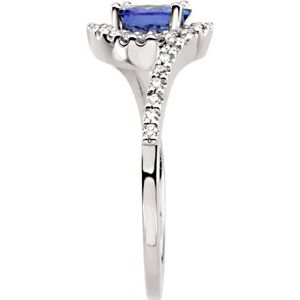 14K White Gold Natural Tanazanite & 1/5 CTW Natural Diamond Ring