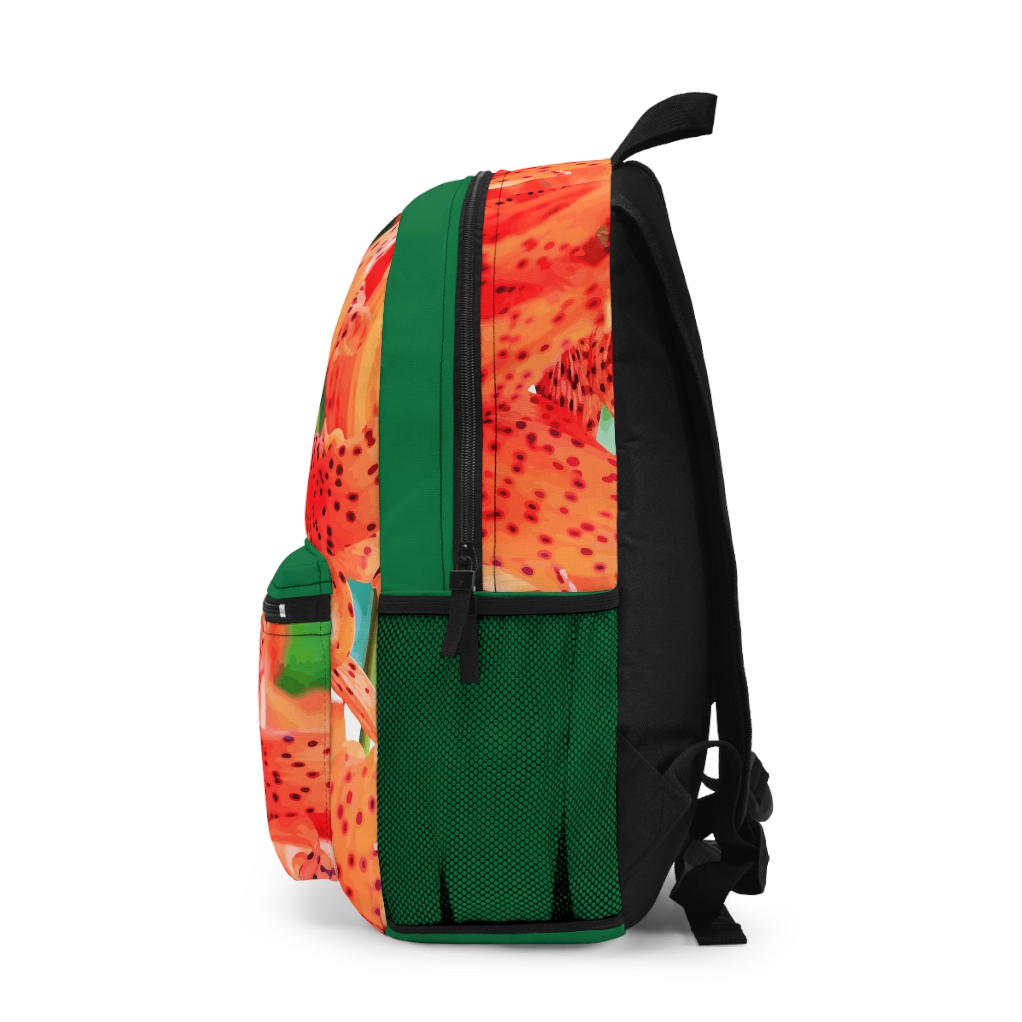 Orange Tiger Lily Floral Design Backpack, Nature Lover Gift, Flower Pattern, School Bag, Travel Backpack