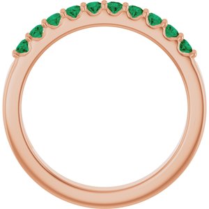 14K Rose Gold Lab-Grown Emerald & 1/8 CTW Natural Diamond Ring
