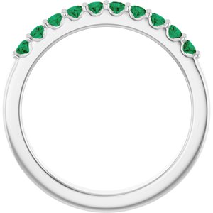 Platinum Lab-Grown Emerald & 1/8 CTW Natural Diamond Ring
