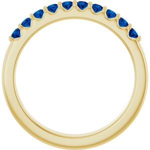 14K Yellow Gold Lab-Grown Blue Sapphire & 1/8 CTW Natural Diamond Ring