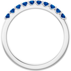 Platinum Lab-Grown Blue Sapphire & 1/8 CTW Natural Diamond Ring