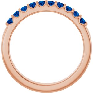 14K Rose Gold Lab-Grown Blue Sapphire & 1/8 CTW Natural Diamond Ring