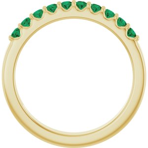 14K Yellow Gold Lab-Grown Emerald & 1/8 CTW Natural Diamond Ring
