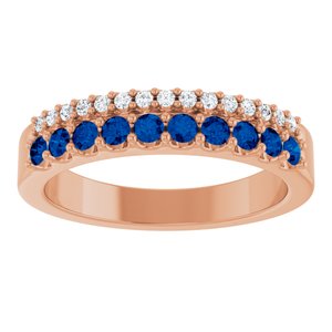 14K Rose Gold Lab-Grown Blue Sapphire & 1/8 CTW Natural Diamond Ring