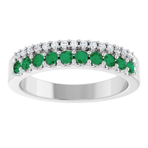 Platinum Lab-Grown Emerald & 1/8 CTW Natural Diamond Ring