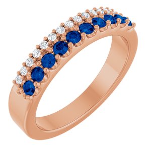 14K Rose Gold Lab-Grown Blue Sapphire & 1/8 CTW Natural Diamond Ring