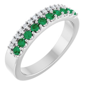 Platinum Lab-Grown Emerald & 1/8 CTW Natural Diamond Ring