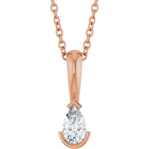 14K Rose Gold 1/5 CT Natural Diamond 16-18" Necklace