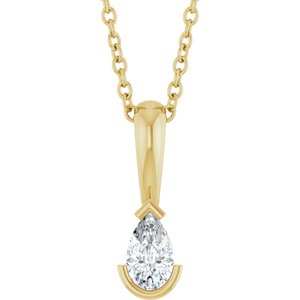 14K Yellow Gold 1/5 CT Natural Diamond 16-18" Necklace