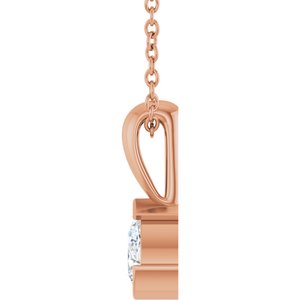 14K Rose Gold 1/5 CT Natural Diamond 16-18" Necklace