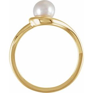 14K Yellow Gold 6 mm Cultured Freshwater Pearl Ring