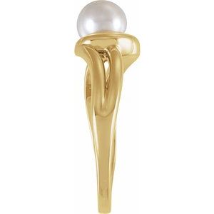 14K Yellow Gold 6 mm Cultured Freshwater Pearl Ring