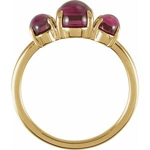 14K Yellow Gold Natural Rhodolite Garnet Cabochon Ring