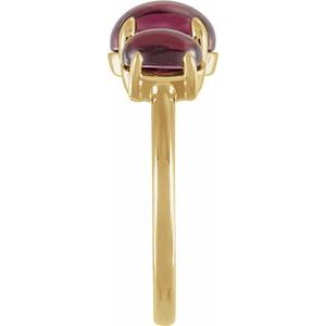 14K Yellow Gold Natural Rhodolite Garnet Cabochon Ring