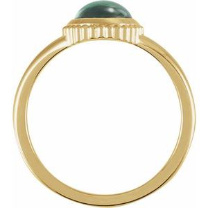 14K Yellow Gold Lab-Grown Emerald Cabochon Ring