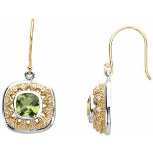 Sterling Silver & 14K Yellow Gold Natural Peridot and 1/8 CTW Natural Diamond Earrings