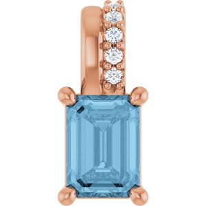 14K Rose Gold Natural Sky Blue Topaz & .04 CTW Natural Diamond Pendant