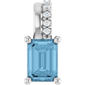 14K White Gold Natural Sky Blue Topaz & .04 CTW Natural Diamond Pendant