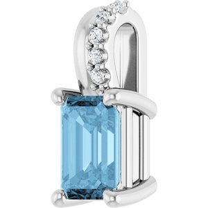14K White Gold Natural Sky Blue Topaz & .04 CTW Natural Diamond Pendant