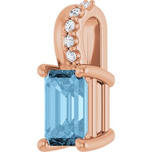 14K Rose Gold Natural Sky Blue Topaz & .04 CTW Natural Diamond Pendant