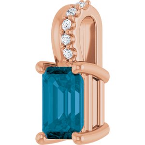 14K Rose Gold Natural London Blue Topaz & .04 CTW Natural Diamond Pendant
